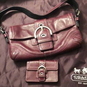 Coach shoulder bag and matching card holder/wallet